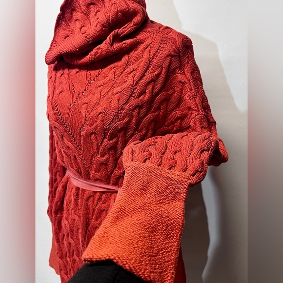 FREE PEOPLE Rust red cable knit turtleneck‎ sweater dress size S - Picture 5 of 14